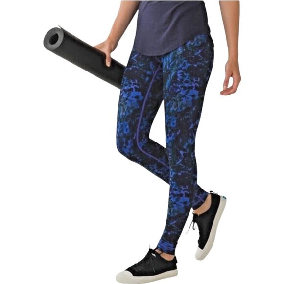 Lululemon Wunder Under Pant Roll Down Floral Sport Backdrop Iris Flower size 6 - Picture 2 of 10